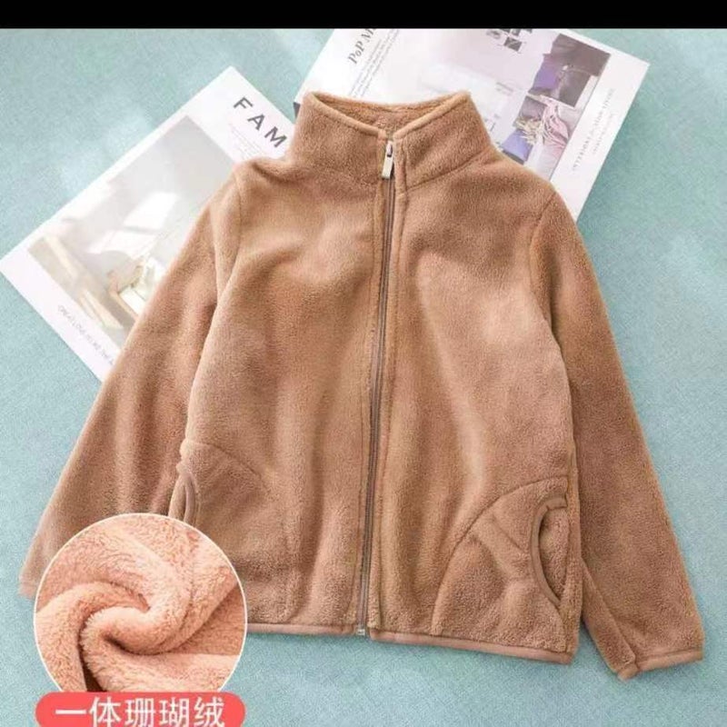 Kids Warm Autumn Winter Coat 2022 New Thick Fleece Light blue  - Image 2