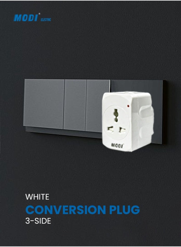 MODI 3-Way Universal Conversion Plug – Multi Socket with Independent Switch, Neon Light, Safety Shutter & 13A Fuse - Image 4