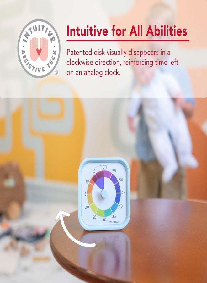 تايم تايمر مؤقت الوقت المعدل - الإصدار المنزلي - عجلة قوس قزح - مؤقت عد تنازلي مرئي فردي الحجم لمدة 60 دقيقة مع أجزاء ملونة لمدة 5 دقائق للأطفال الصغار والطلاب، مع تشغيل صامت (متعدد الألوان) - Image 3
