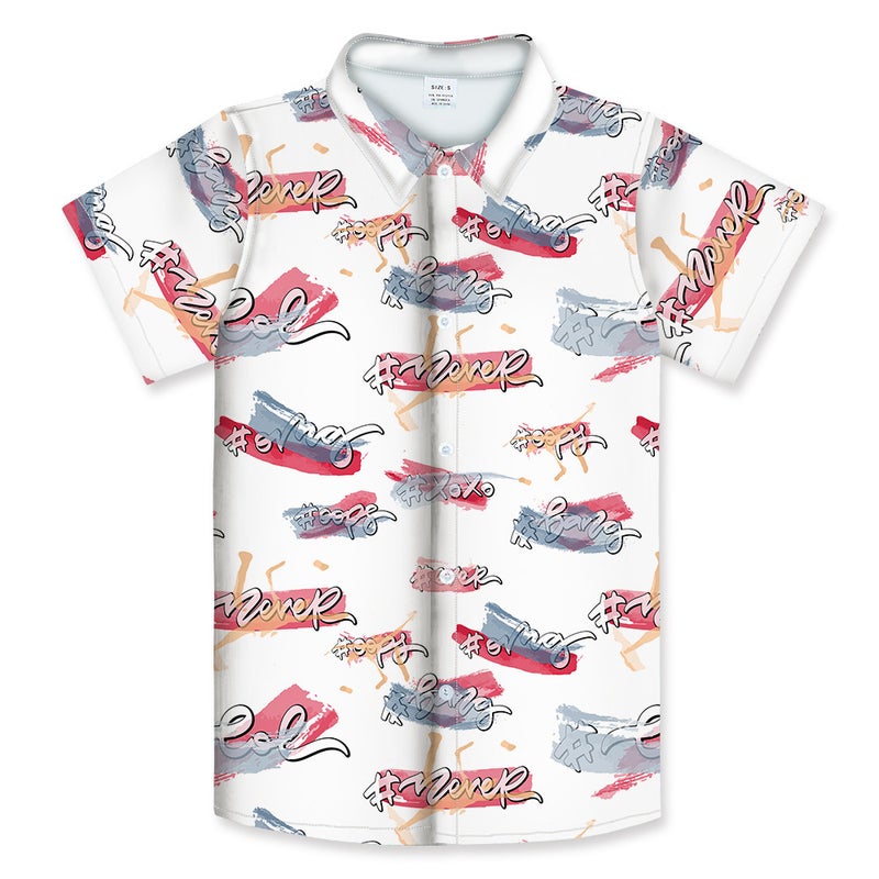 3D Digital Printing Graffiti Cartoon Children'S Summer Short-Sleeved Shirt Casual Lapel Children'S Clothing Large Lapel - Image 1