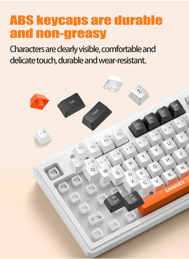 Beirui - 98-Key Wired Keyboard, Membrane Knob Keyboard, Color-coded Illuminated Mechanical Feeling, Mute, RGB Lighting Effects, Built-in Volume Knob, Suitable for Gaming, Office Use - Image 1