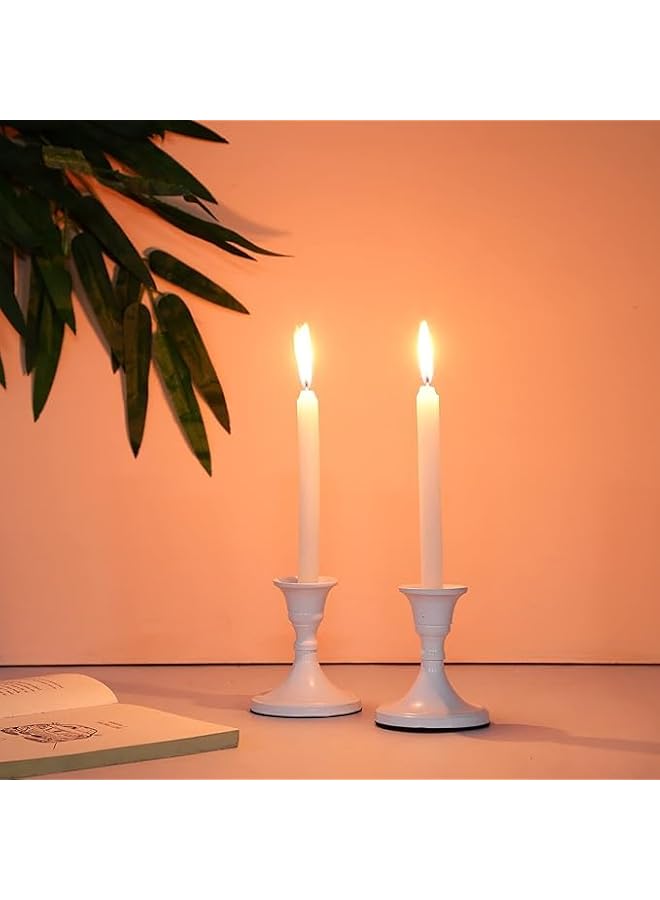The Bros Mini Candlestick Holders Set 2 Pcs,Taper Candle Holders, Candle Holders, candle holders for table centerpiece for Wedding, Festival, Party & Festival Decor (Metal, White) - Image 4