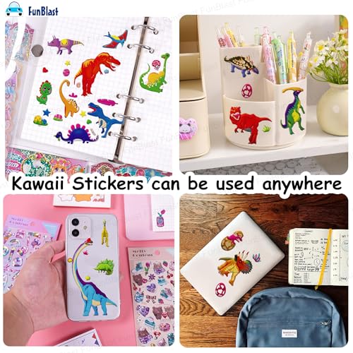 FunBlast 3D PVC Cute Mix Stickers – 3D Self Adhesive Puffy Stickers for Kids, Dinosaur World Sticker for Art and Craft Work, Scrap Booking, Decoration, Project Work for Kids (Random Design) - Image 2