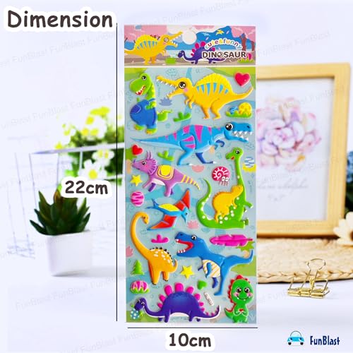 FunBlast 3D PVC Cute Mix Stickers – 3D Self Adhesive Puffy Stickers for Kids, Dinosaur World Sticker for Art and Craft Work, Scrap Booking, Decoration, Project Work for Kids (Random Design) - Image 3