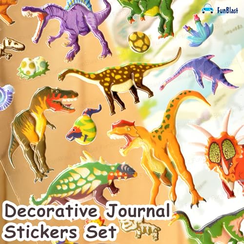 FunBlast 3D PVC Cute Mix Stickers – 3D Self Adhesive Puffy Stickers for Kids, Dinosaur World Sticker for Art and Craft Work, Scrap Booking, Decoration, Project Work for Kids (Random Design) - Image 5