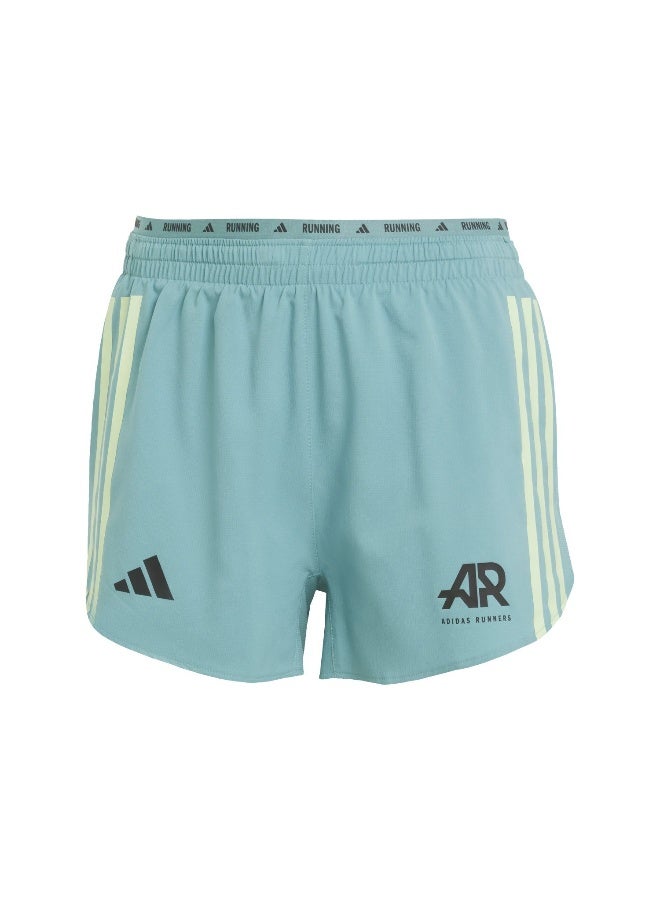 اديداس شورت جري نسائي قصير بلون تركواز مقاس  بطول  بوصات - Image 1