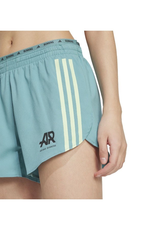 اديداس شورت جري نسائي قصير بلون تركواز مقاس  بطول  بوصات - Image 5