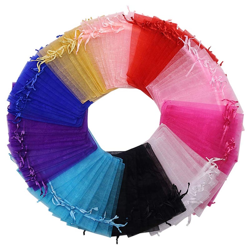 HRX Package 100pcs MultiColored Organza Bags4 x 6 inches Christmas Wedding Favors Gift Drawstring Bags Jewelry Pouches Candy Mesh Pouches - Image 3