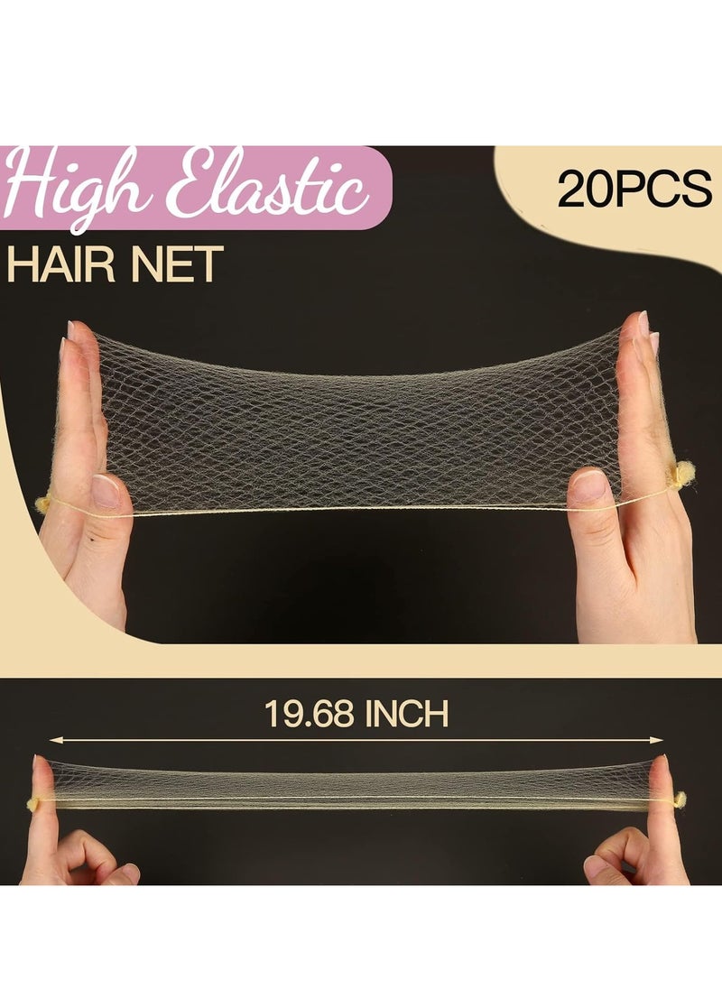 KASTWAVE - Hair Nets Invisible Elastic Edge Mesh and Bobby Pins Set, 60PCS Hair Nets Invisible and 40 Pieces 6cm 20 Pieces 5cm U Shaped Pins for Ballet Bun,3 Size (Gold) - Image 1