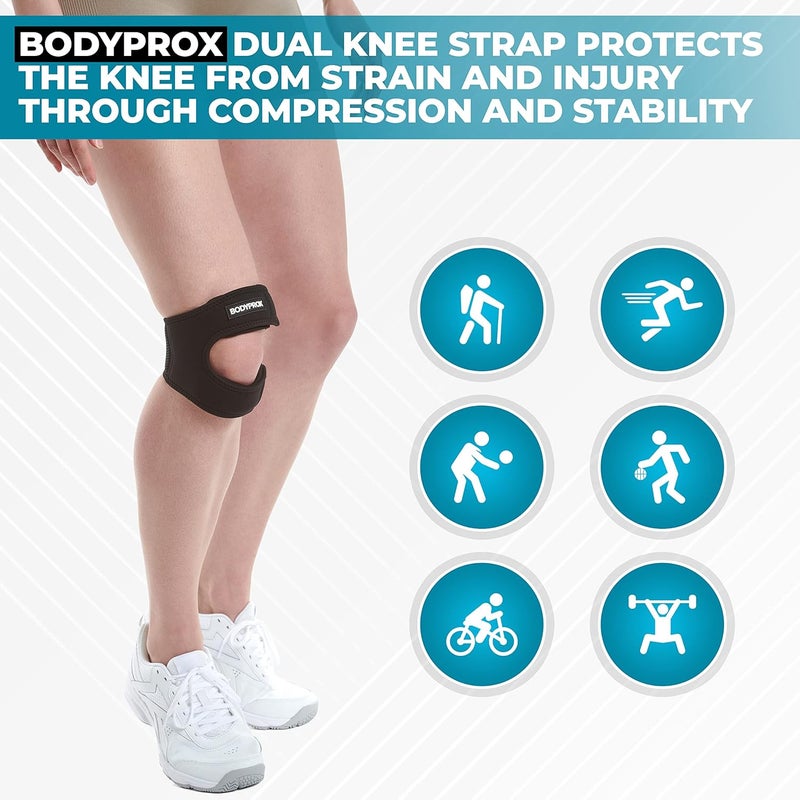 Bodyprox حزام دعم وتر الرضفة (كبير، تخفيف آلام الركبة حزام نيونبرين قابل للتعديل للجري، التهاب المفاصل، التعافي من إصابات القفز والتنس) - Image 4