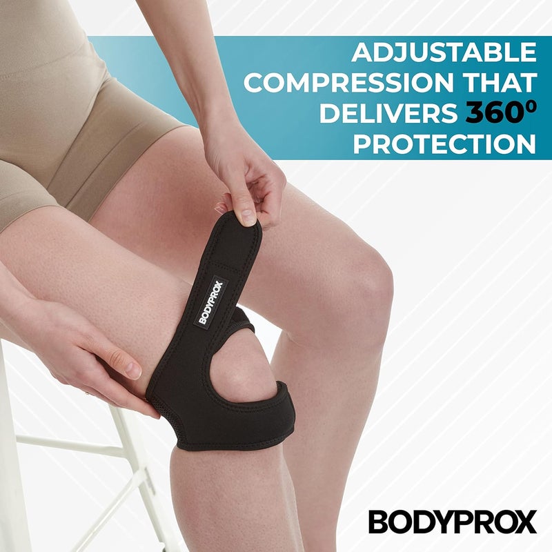 Bodyprox حزام دعم وتر الرضفة (كبير، تخفيف آلام الركبة حزام نيونبرين قابل للتعديل للجري، التهاب المفاصل، التعافي من إصابات القفز والتنس) - Image 5