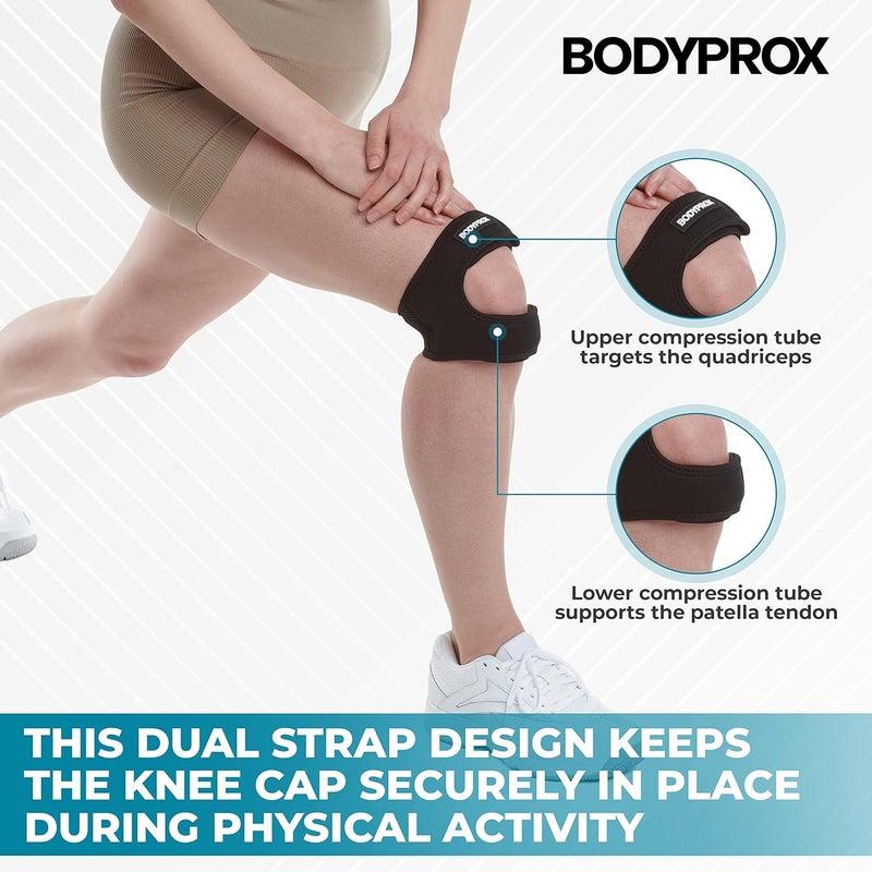 Bodyprox حزام دعم وتر الرضفة (كبير، تخفيف آلام الركبة حزام نيونبرين قابل للتعديل للجري، التهاب المفاصل، التعافي من إصابات القفز والتنس) - Image 3
