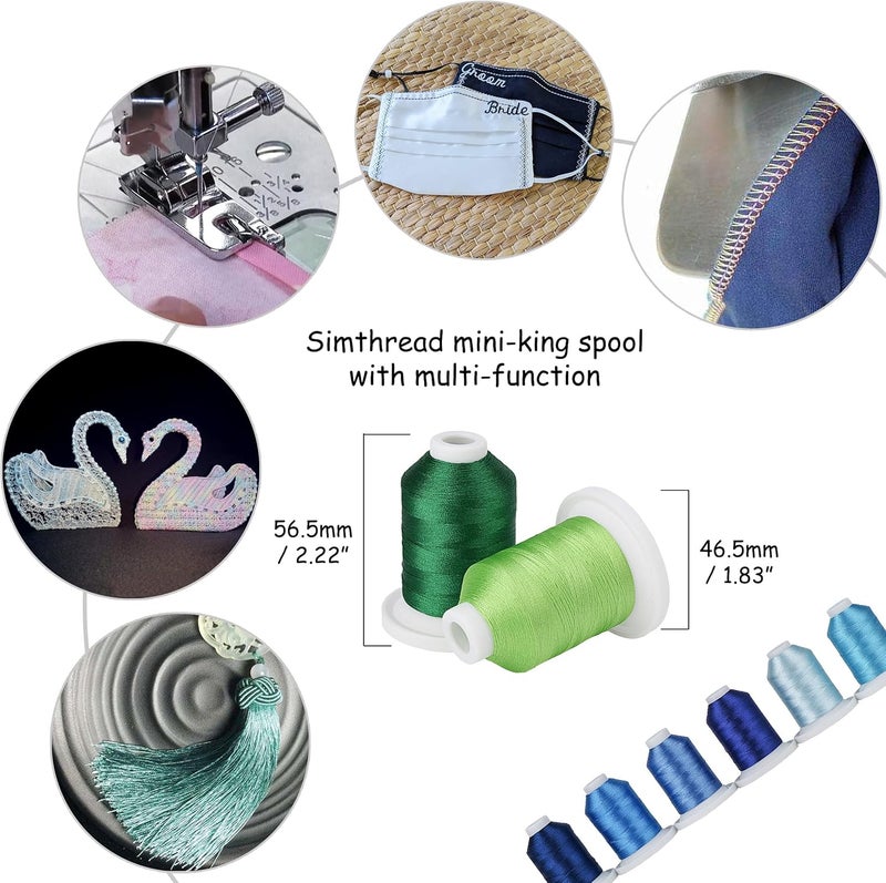 simthread Embroidery Thread with Storage Box - 12 Options - 800 Yards/Spools, 9 Blue Colors for Embroidery and Sewing Machine - Image 3