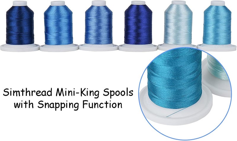 simthread Embroidery Thread with Storage Box - 12 Options - 800 Yards/Spools, 9 Blue Colors for Embroidery and Sewing Machine - Image 4