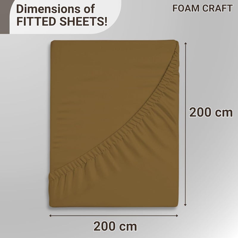 FOAM CRAFT 100% Cotton Fitted Bed Sheet King Size - Mocha, 200 x 200cm - Image 2