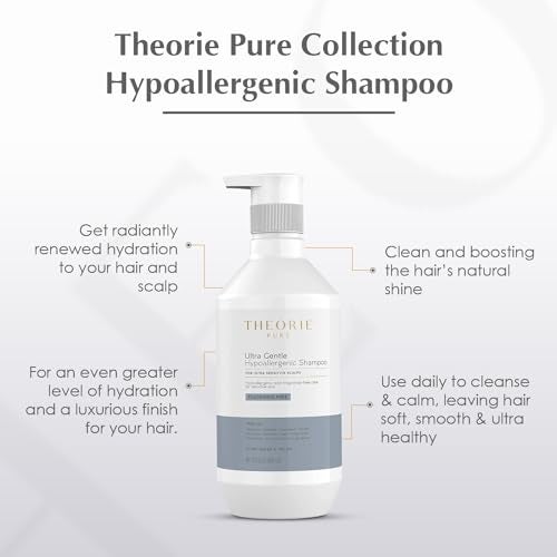 Theorie PURE Ultra Gentle Hypoallergenic Shampoo – Plant-Based & Vegan – Fragrance-Free – Designed for Delicate Scalp Care – Pump Bottle – 400mL - Image 4