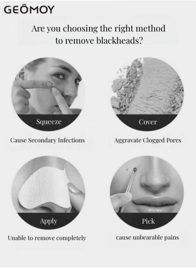 جيموي مزيل الرؤوس البيضاء ، مكنسة كهربائية لمزيلات الرؤوس السوداء مع ضغط دافئ ، إزالة الرؤوس السوداء للأنف ، أدوات استخراج الرأس الأبيض مع 3 قوة شفط 4 مجسات للرجال والنساء - Image 2