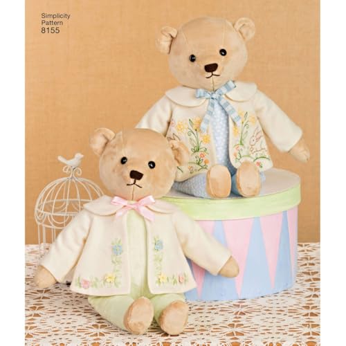 Simplicity 8155 Make Your Own Teddy Bear with Accessories and Clothes Sewing Pattern, 6 Pieces - Image 2