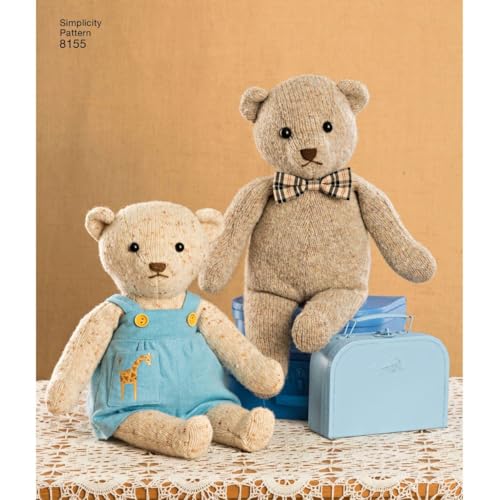 Simplicity 8155 Make Your Own Teddy Bear with Accessories and Clothes Sewing Pattern, 6 Pieces - Image 3
