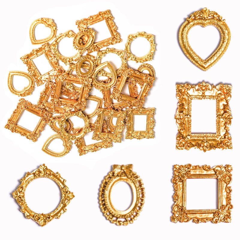 Poualss 25Pcs Vintage Resin Picture Frame Mini Antique Photo Resin Frame Diy Small Picture Frame Mini Resin Vintage Frame Antique Resin Photo Frame For Jewelry Display Photography Photo Frame Wall Decor - Image 1