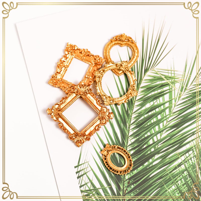 Poualss 25Pcs Vintage Resin Picture Frame Mini Antique Photo Resin Frame Diy Small Picture Frame Mini Resin Vintage Frame Antique Resin Photo Frame For Jewelry Display Photography Photo Frame Wall Decor - Image 3