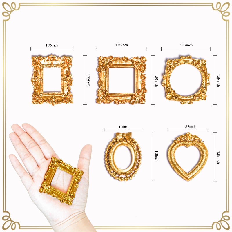 Poualss 25Pcs Vintage Resin Picture Frame Mini Antique Photo Resin Frame Diy Small Picture Frame Mini Resin Vintage Frame Antique Resin Photo Frame For Jewelry Display Photography Photo Frame Wall Decor - Image 2