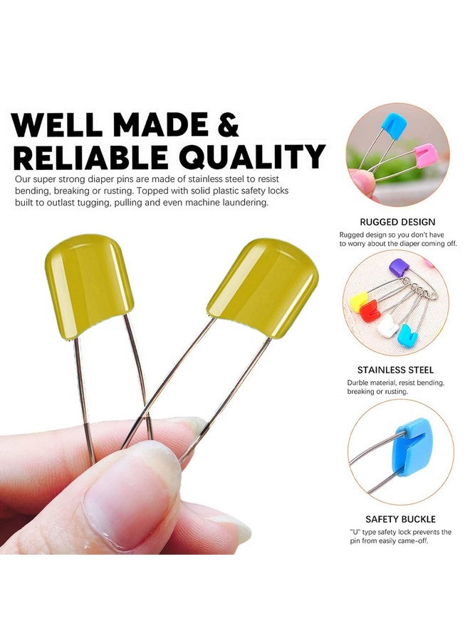 Lxnoap 10 pcs Cloth Diaper Pins Stainless Steel Traditional Safety Pin (Yellow) - Image 3