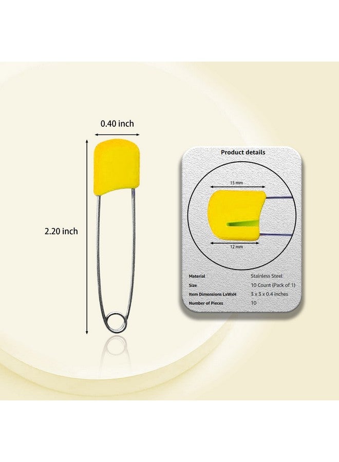 Lxnoap 10 pcs Cloth Diaper Pins Stainless Steel Traditional Safety Pin (Yellow) - Image 1