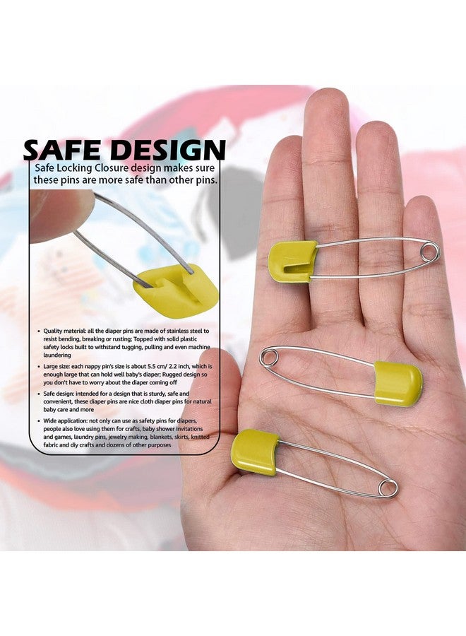 Lxnoap 10 pcs Cloth Diaper Pins Stainless Steel Traditional Safety Pin (Yellow) - Image 2