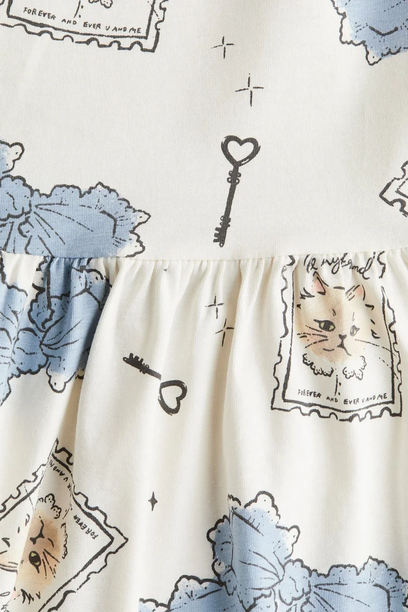 اتش اند ام فستان قطني مزين بطبعة