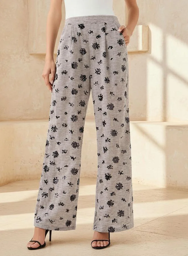 سبلاش فيڤ Wide-Leg Trousers with Sequin Embellishment