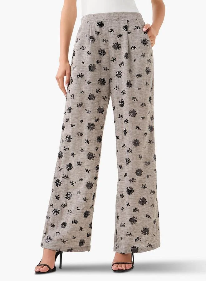 Splash FAV Wide Leg Trousers with Sequin Embellishment