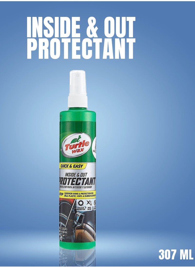 TURTLE - Turtle Wax Inside & Out Protectant Quick & Easy 307 ML - Deep Rich Shine for Plastic, Vinyl, Rubber - Image 1