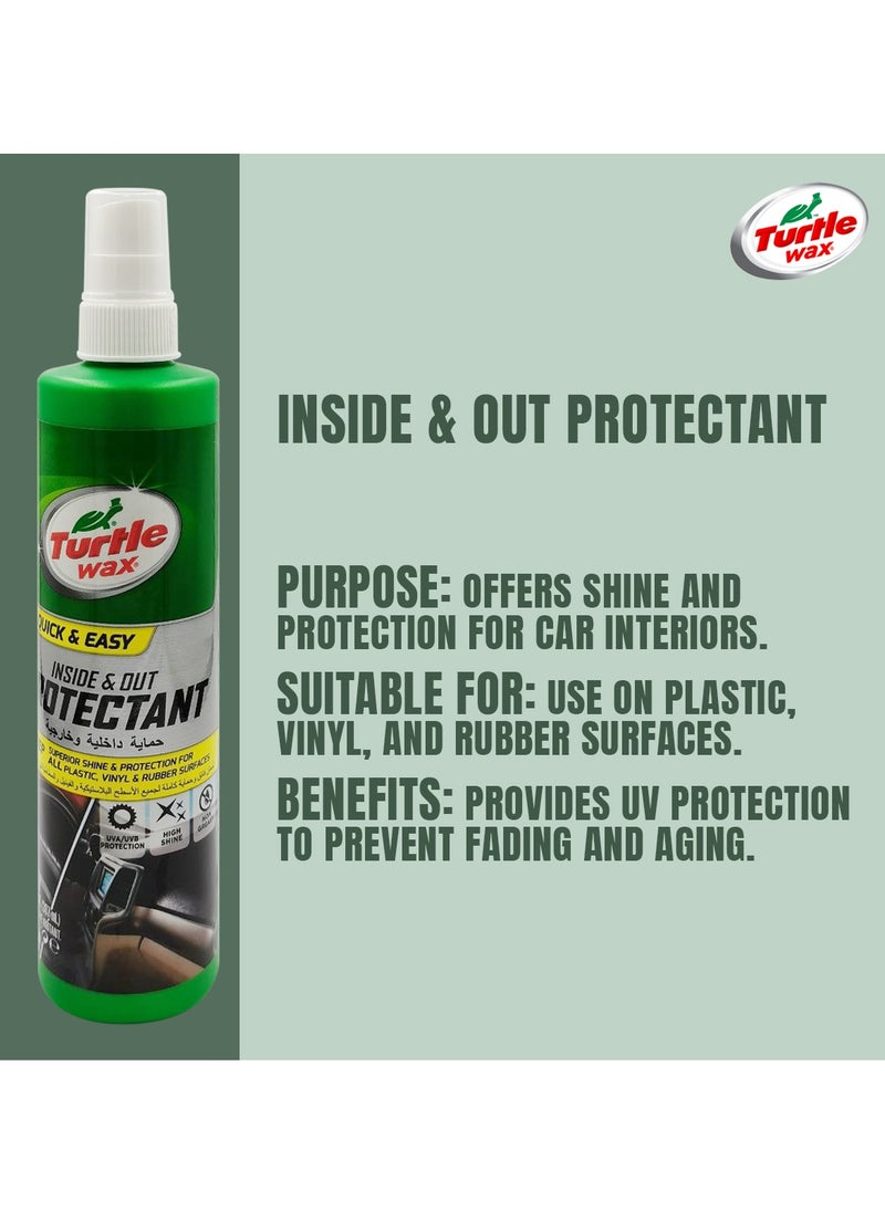 TURTLE - Turtle Wax Inside & Out Protectant Quick & Easy 307 ML - Deep Rich Shine for Plastic, Vinyl, Rubber - Image 1