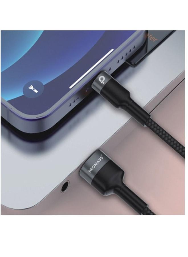 بروماس كابل شحن ونقل بيانات لأجهزة الأيفون من بروماس يدعم الشحن السريع 1 متر نايلون أسود - Image 2