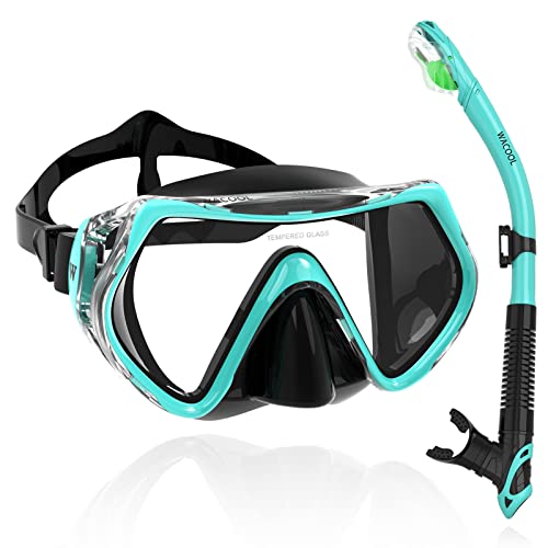 WACOOL Professional Snorkeling Snorkel Diving Scuba Package Set with Anti-Fog Coated Glass Purge Valve and Anti-Splash Silicon Mouth Piece for Men Women (Adults,Malachite Green) - Image 1
