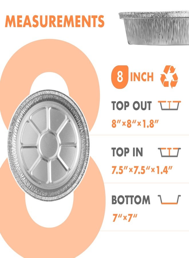 CURTA 8" Round Aluminum Foil Pans with Clear Lids | Great for Broiling, Baking, Storage, Roasting, Take Out | 30 Pack - Image 2