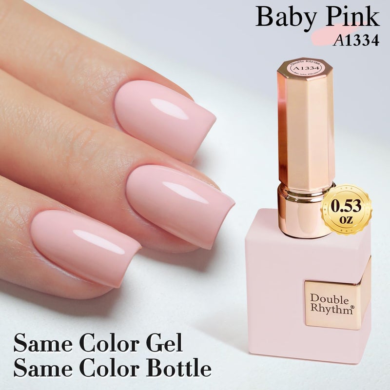 Double Rhythm 15ML Gel Nail Polish Pure Sheer Same Color Same Bottle Soak Off Gel Polish Art Manicure Salon DIY at Home for Women (Baby Pink-A1334) - Image 5