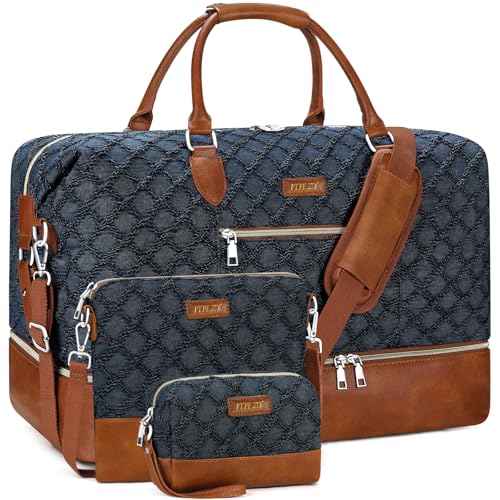 ITIEZY Weekender Bag for Women Travel Duffel Bag Carry On Overnight Bag with Shoe Compartment Large Nylon Travel Weekend Tote Bag - Image 1