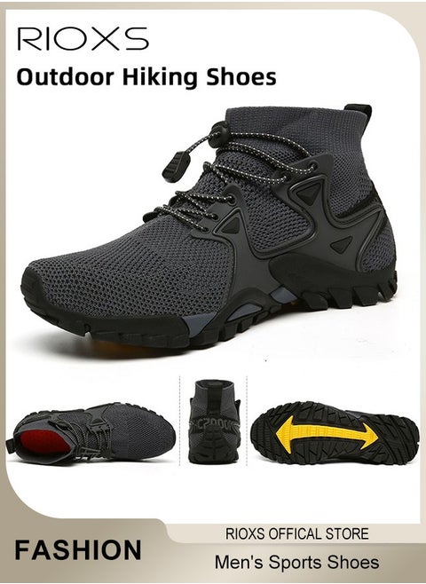 Men's Sports Shoes,Outdoor Non-Slip Trail Running Shoes,Breathable Athletic Sneakers,Trekking Shoes,Hiking Trainers For Men,Lightweight Trail Running Shoes,Climbing Walking Fitness Jogging Sock Sneakers, Mens Athlesiure Trainers