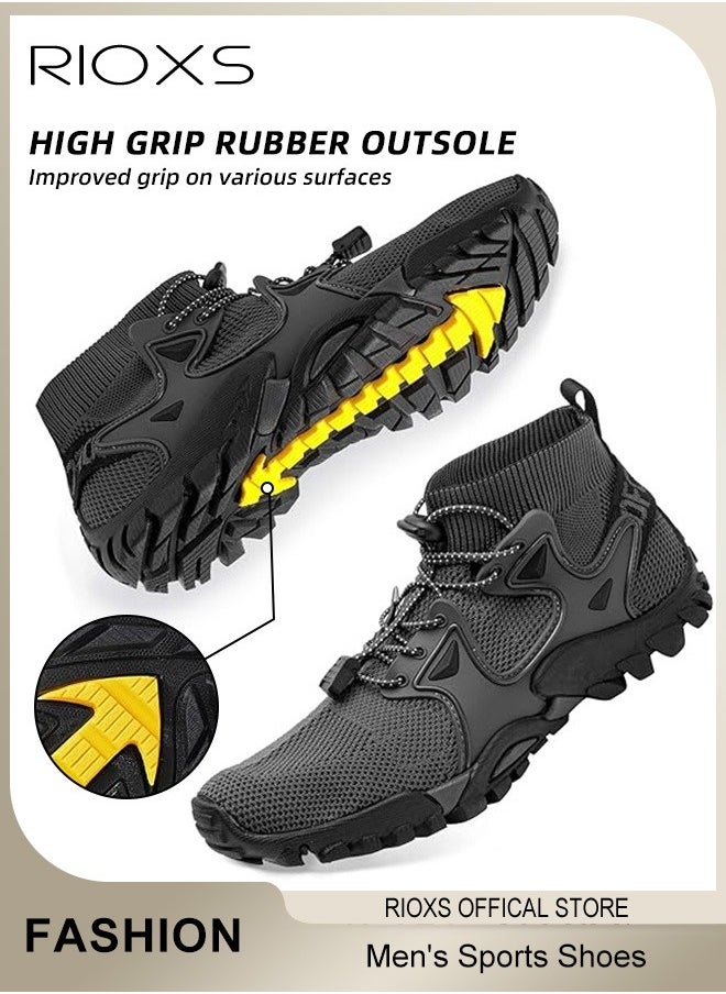 Men's Sports Shoes,Outdoor Non-Slip Trail Running Shoes,Breathable Athletic Sneakers,Trekking Shoes,Hiking Trainers For Men,Lightweight Trail Running Shoes,Climbing Walking Fitness Jogging Sock Sneakers, Mens Athlesiure Trainers