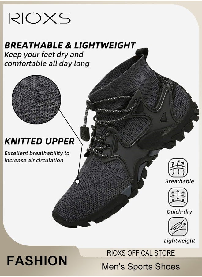 Men's Sports Shoes,Outdoor Non-Slip Trail Running Shoes,Breathable Athletic Sneakers,Trekking Shoes,Hiking Trainers For Men,Lightweight Trail Running Shoes,Climbing Walking Fitness Jogging Sock Sneakers, Mens Athlesiure Trainers
