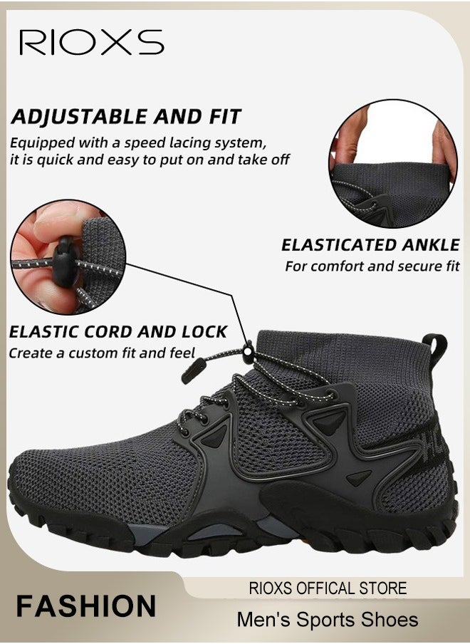 Men's Sports Shoes,Outdoor Non-Slip Trail Running Shoes,Breathable Athletic Sneakers,Trekking Shoes,Hiking Trainers For Men,Lightweight Trail Running Shoes,Climbing Walking Fitness Jogging Sock Sneakers, Mens Athlesiure Trainers