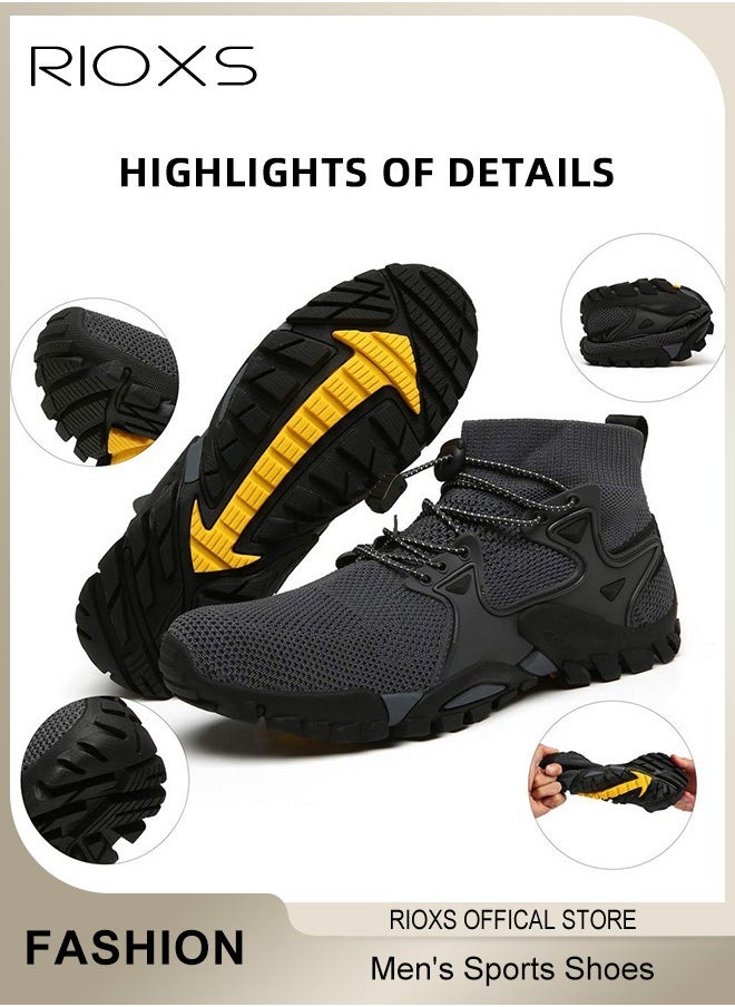 Men's Sports Shoes,Outdoor Non-Slip Trail Running Shoes,Breathable Athletic Sneakers,Trekking Shoes,Hiking Trainers For Men,Lightweight Trail Running Shoes,Climbing Walking Fitness Jogging Sock Sneakers, Mens Athlesiure Trainers
