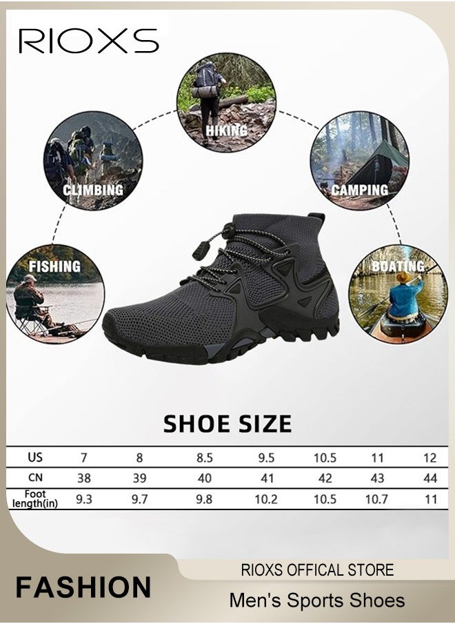 Men's Sports Shoes,Outdoor Non-Slip Trail Running Shoes,Breathable Athletic Sneakers,Trekking Shoes,Hiking Trainers For Men,Lightweight Trail Running Shoes,Climbing Walking Fitness Jogging Sock Sneakers, Mens Athlesiure Trainers