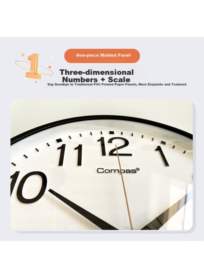 Compas Wall Clock Living Room Quartz Clock Wall-mounted New Clock 3439a Calendar Coffee Wood Color 41cm - Image 4