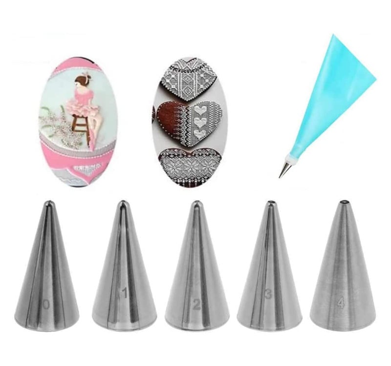 Biloban GOOTRADES 7 Pcs-Set Cake Decorating Tips (5 Writing Tube,1 Coupler,1 Silicone Pastry Bag) - Image 1