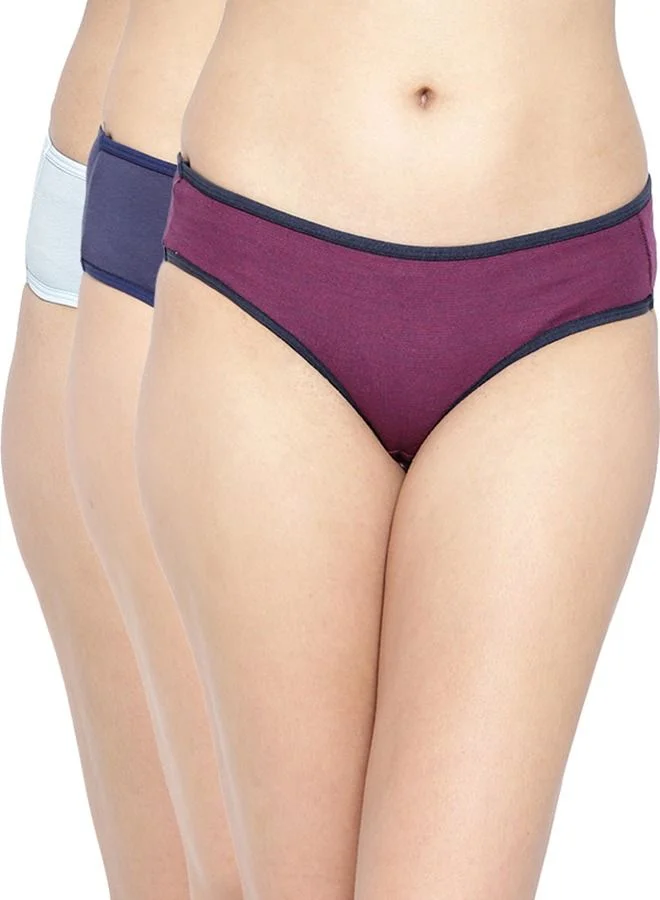 كلوفيا Clovia Pack Of 3 Mid Waist Bikini In Multicolour