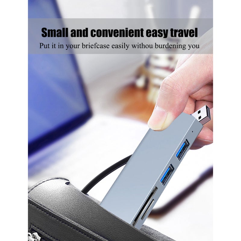2103U 5-in-1 USB Hub Adapter Multi-port USB Docking Station with USB3.0+USB2.0*2+SD/TF Card Readers Extension Hub for Laptops Desktops Smartphones with USB Port - Image 3