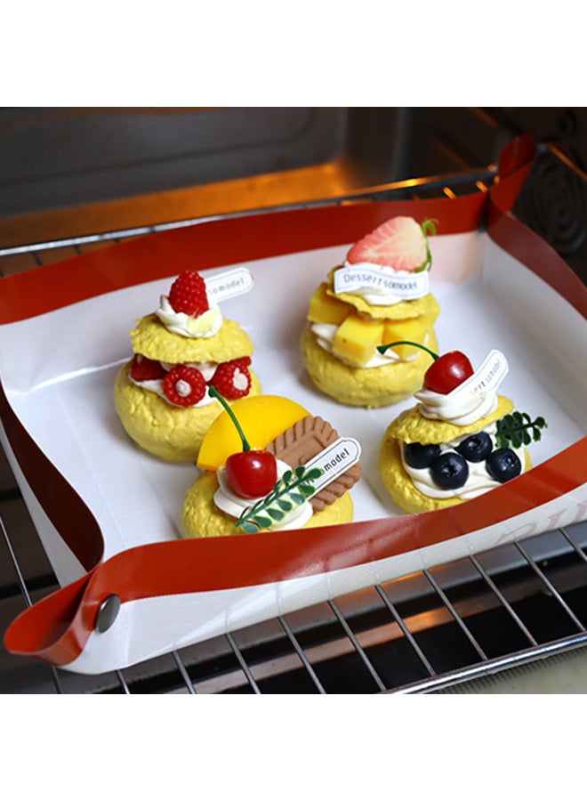 Kitchen Silicone Belt Button Nail Buckle Baking Mat Baking Mat Spill-proof Oven Baking Pan Mat Macaron Cookie-Size:0.4mm 30*40cm Yellow Bottom - Image 4